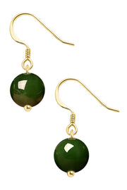 14k Vermeil Natural Hetian Jade Bead Earrings - VM