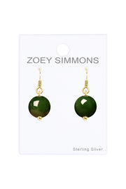 14k Vermeil Natural Hetian Jade Bead Earrings - VM