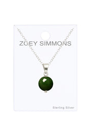 Sterling Silver Natural Hetian Jade Bead Necklace - SS