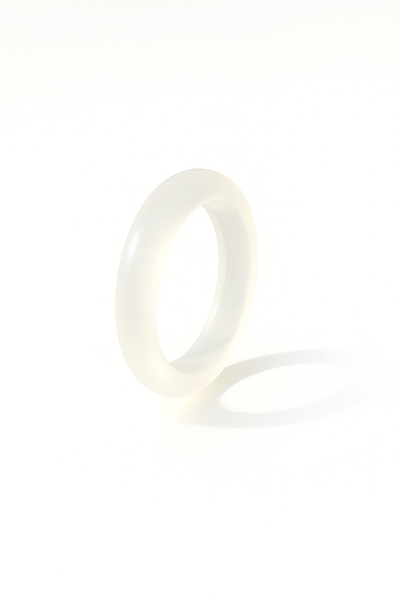 Frosted White Imitation Jade Ring