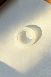 Frosted White Imitation Jade Ring
