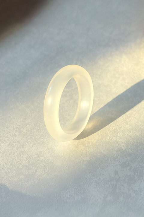 Frosted White Imitation Jade Ring