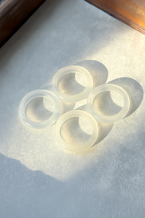Frosted White Imitation Jade Ring
