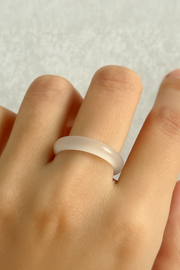 Frosted White Imitation Jade Ring
