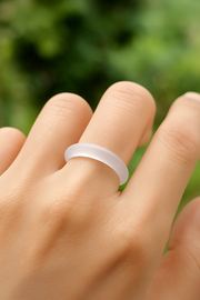 Frosted White Imitation Jade Ring