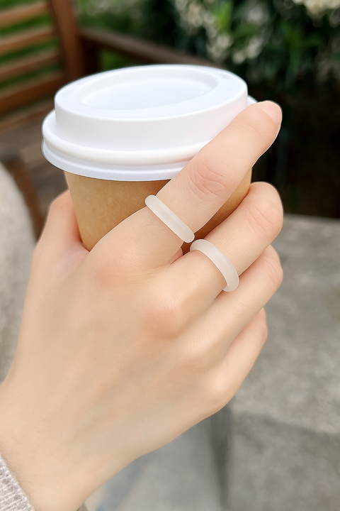 Frosted White Imitation Jade Ring