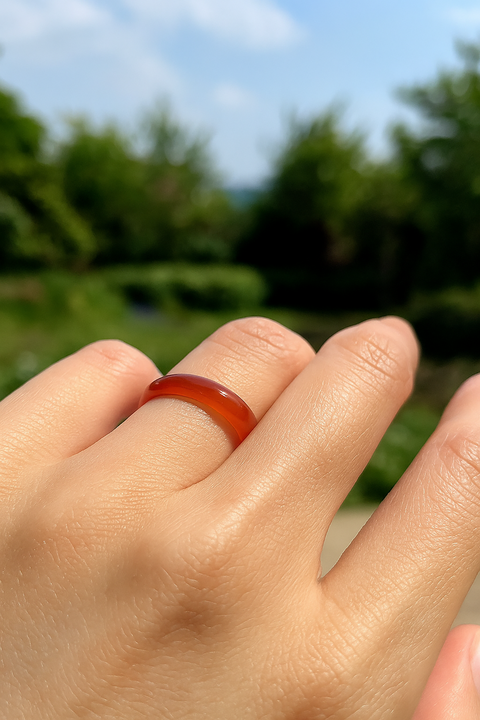 Burnt Orange Imitation Jade Ring