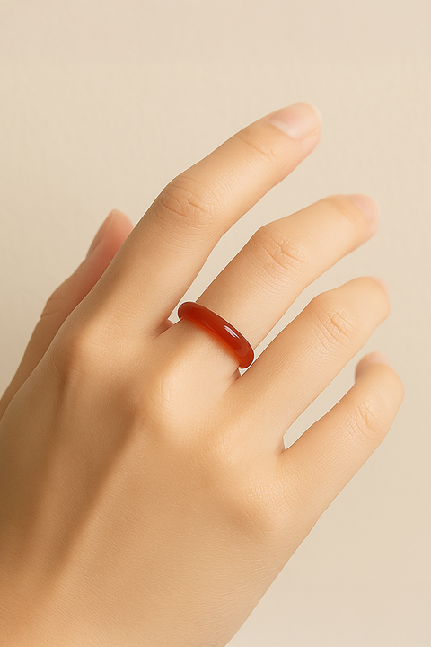 Burnt Orange Imitation Jade Ring