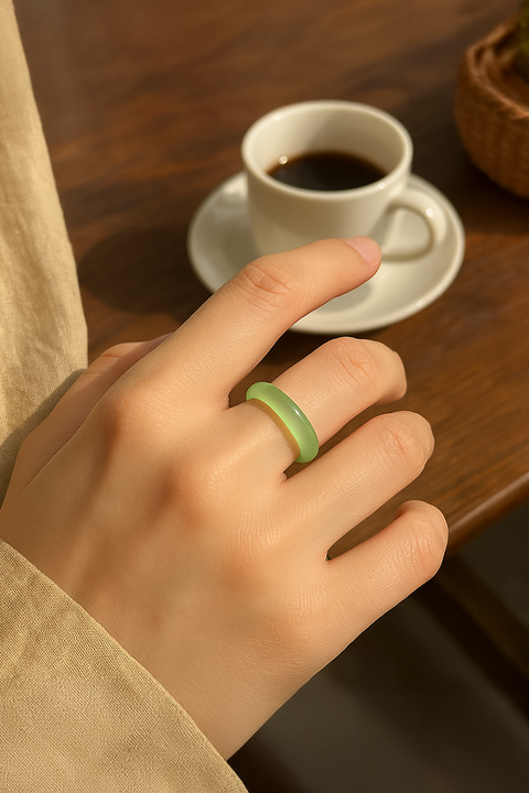 Olive Mist Imitation Jade Ring