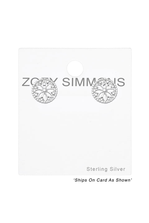 Sterling Silver Flower Ear Studs - SS
