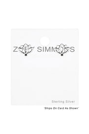 Sterling Silver Lotus Flower Ear Studs - SS