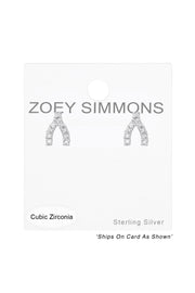 Sterling Silver Wishbone Ear Studs With Cubic Zirconia - SS