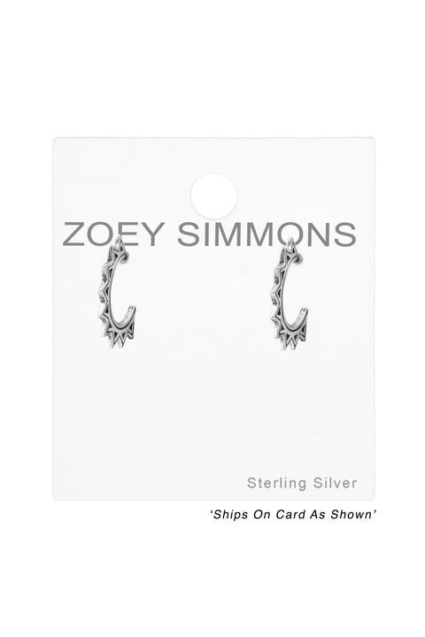 Sterling Silver Half Hoop Ear Studs - SS