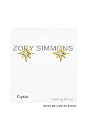 Sterling Silver Northern Star Ear Studs With Crystal - VM