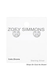 Sterling Silver Geometric Ear Studs With Cubic Zirconia - SS