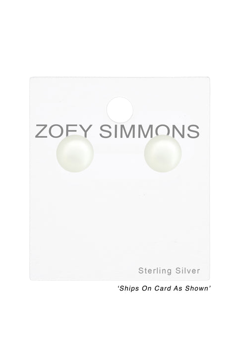 Sterling Silver Round 4mm Ear Studs With Pearl - SS