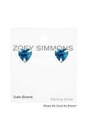 Sterling Silver Heart 5mm Ear Studs With Cubic Zirconia - SS
