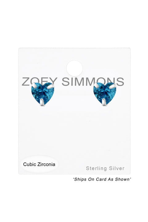 Sterling Silver Heart 5mm Ear Studs With Cubic Zirconia - SS