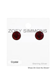 Sterling Silver Round Ear Studs With Genuine Crystals - SS