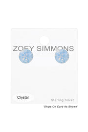 Sterling Silver Round Ear Studs With Genuine Crystals - SS