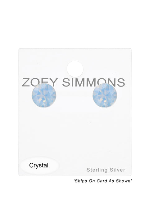 Sterling Silver Round Ear Studs With Genuine Crystals - SS