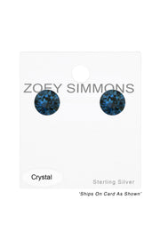 Sterling Silver Round Ear Studs With Genuine Crystals - SS