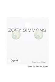 Sterling Silver Round Ear Studs With Genuine Crystals - SS