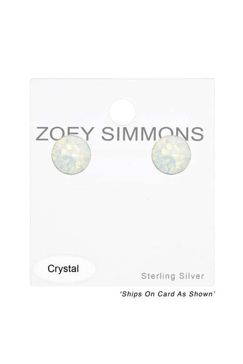 Sterling Silver Round Ear Studs With Genuine Crystals - SS