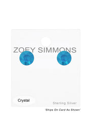 Sterling Silver Round Ear Studs With Genuine Crystals - SS