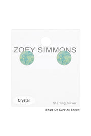 Sterling Silver Round Ear Studs With Genuine Crystals - SS