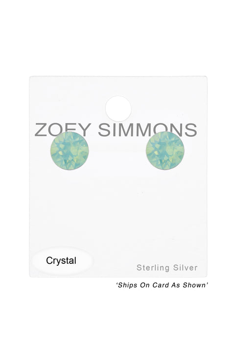 Sterling Silver Round Ear Studs With Genuine Crystals - SS
