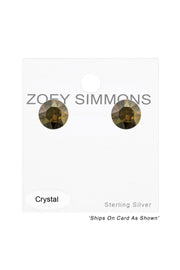 Sterling Silver Round Ear Studs With Genuine Crystals - SS