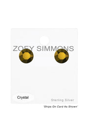 Sterling Silver Round Ear Studs With Genuine Crystals - SS