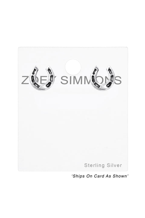 Sterling Silver Horseshoe Ear Studs - SS