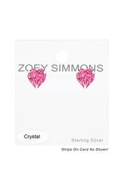 Sterling Silver Heart Ear Studs With Genuine Crystals - SS