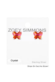 Sterling Silver Butterfly Ear Studs With Crystals - SS