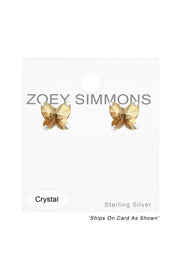Sterling Silver Butterfly Ear Studs With Crystals - SS