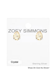 Sterling Silver Pear Ear Studs With Genuine Crystals - SS
