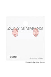 Sterling Silver Oval Ear Studs With Genuine Crystals - SS