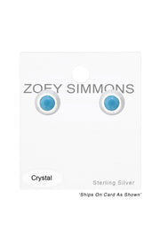 Sterling Silver Round Ear Studs With Genuine Crystals - SS
