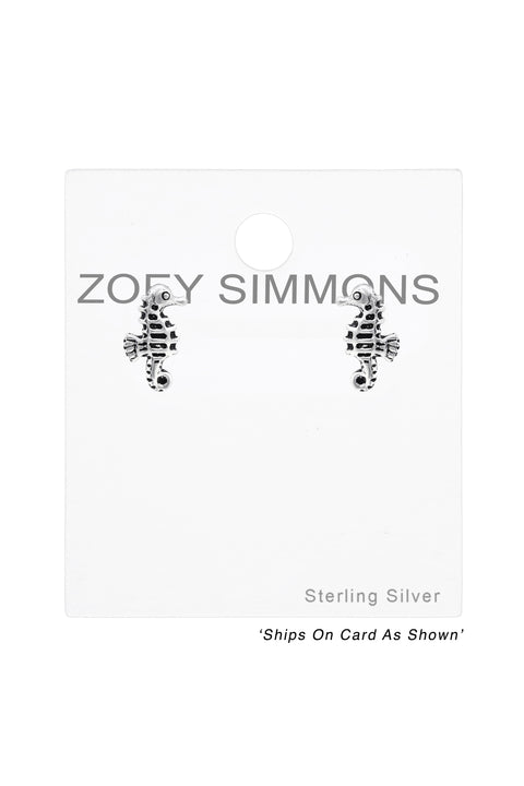 Sterling Silver Seahorse Ear Studs - SS