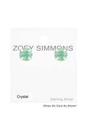 Sterling Silver Round Ear Studs With Genuine Crystals - SS