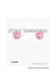 Sterling Silver Round Ear Studs With Genuine Crystals - SS