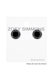 Sterling Silver Round Ear Studs With Epoxy - SS