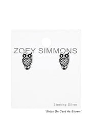Sterling Silver Owl Ear Studs - SS