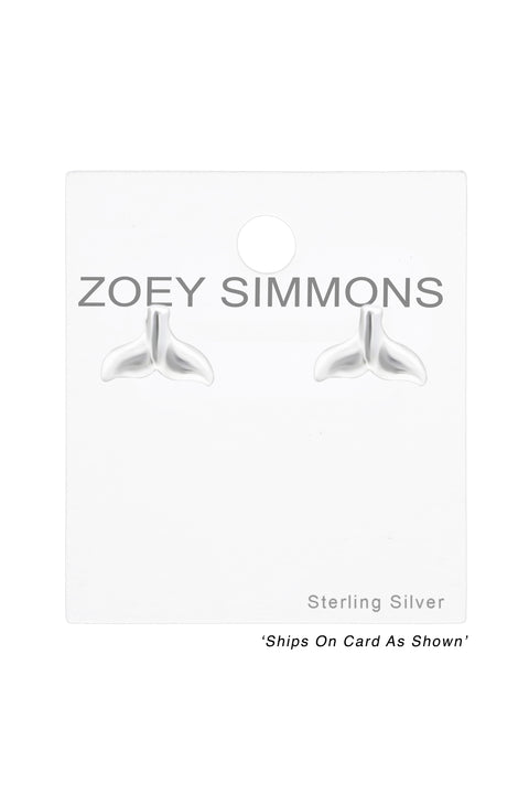Sterling Silver Whale's Tail Ear Studs - SS