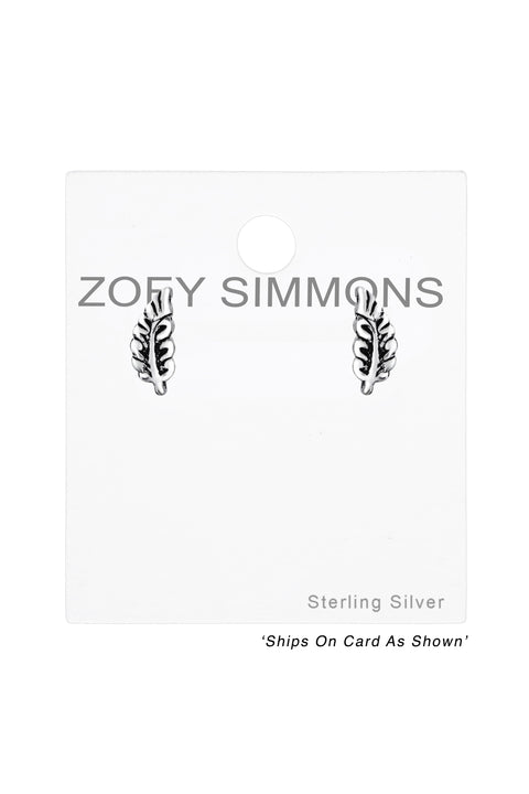 Sterling Silver Leaf Ear Studs - SS