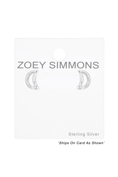 Sterling Silver Moon Ear Studs - SS