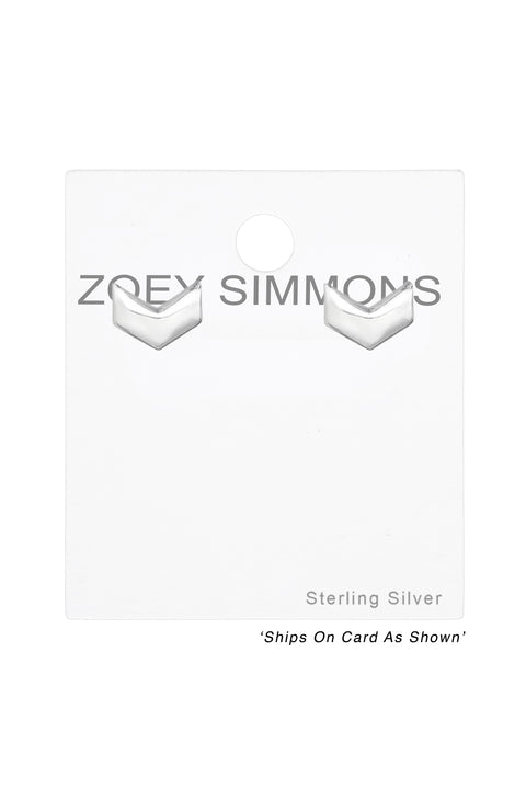 Sterling Silver Chevron Ear Studs - SS