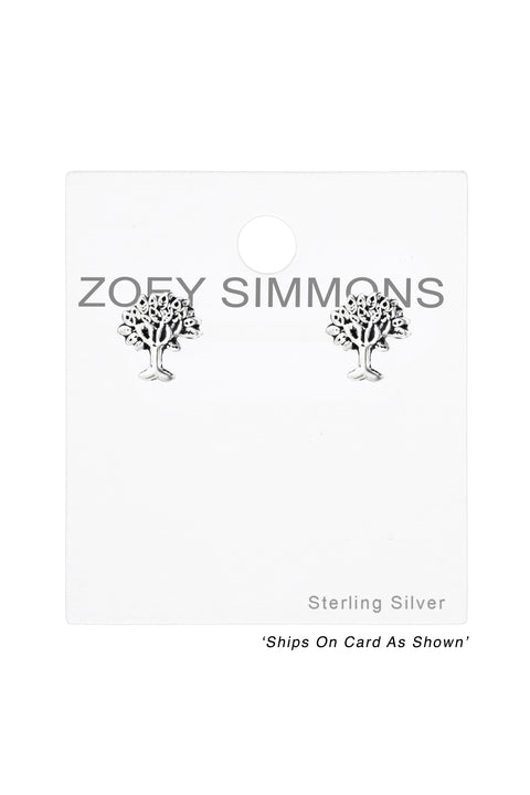 Sterling Silver Tree Of Life Ear Studs - SS
